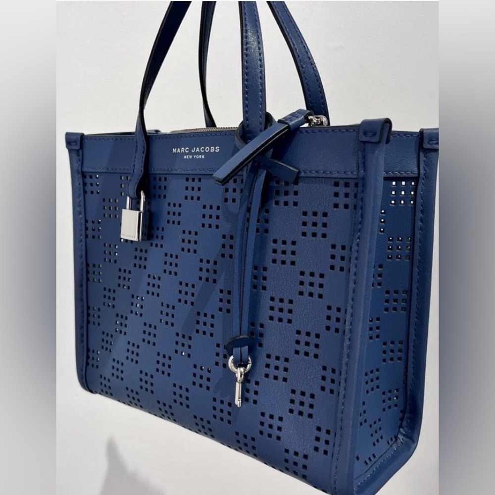 NWT Marc Jacobs Mini Grind Blue Sea Perforated Leather Crossbody